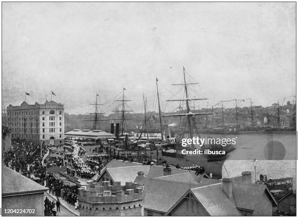 antique photograph of the british empire: new south wales troops leaving for the soudan - australian army stock illustrations