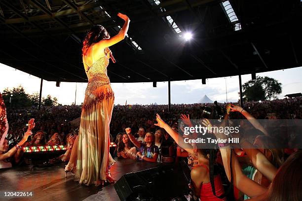 Selena Gomez performs at Bethel Woods Art Center on August 5, 2011 in Bethel, New York.