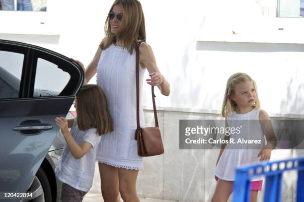 Princess Letizia of Spain and her daugthers Princess Leonor of Spain and Princess Sofia of Spain attend 30th Copa del Rey Audi Mapfre Sailing Cup day...