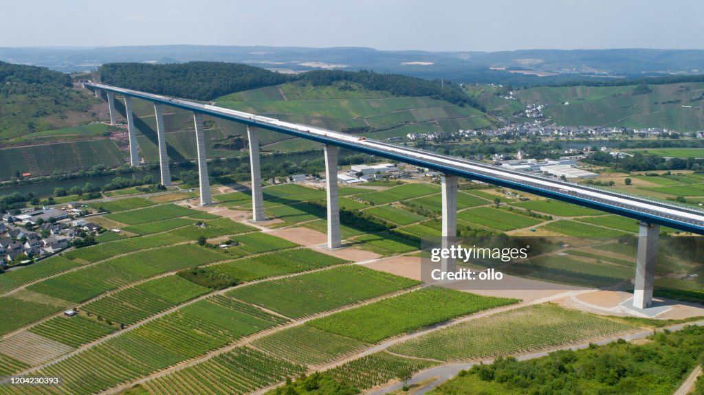 Construction site of Hochmoselbruecke B50, bridge over Mosel valley