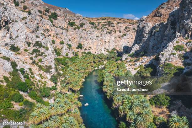 preveli gorge crete - ravine stock pictures, royalty-free photos & images