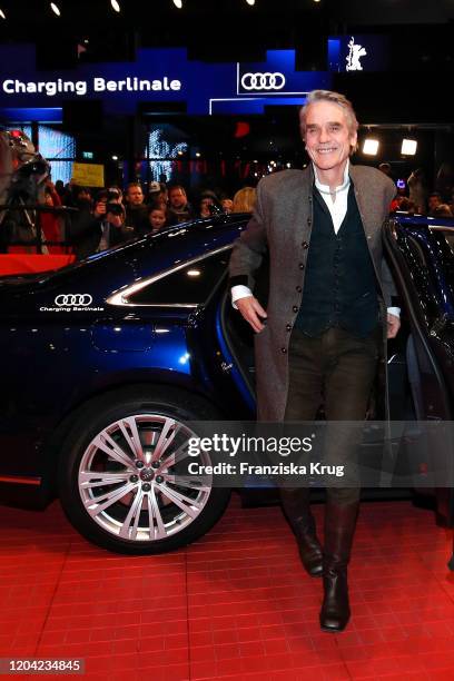 British actor Jeremy Irons arrives in Audi e-tron car for the closing ceremony of the 70th Berlinale International Film Festival Berlin at Berlinale...