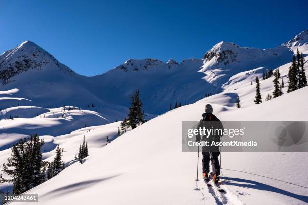 pure solitude ski touring in the mountains - off piste stock pictures, royalty-free photos & images