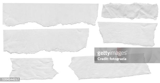 pieces of white paper on white background - teilabschnitt stock-fotos und bilder