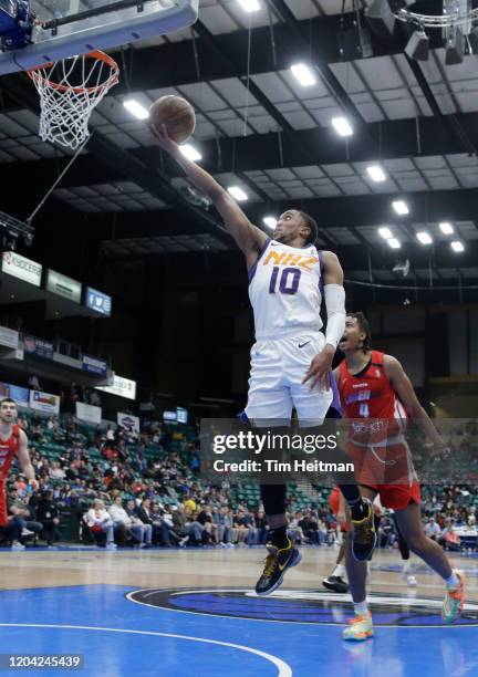 ShawnDre' Jones of the Northern Arizona Suns drives to the basket during the fourth quarter on February 29, 2020 at Comerica Center in Frisco, Texas....