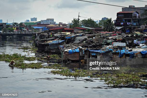 This photo taken on September 29, 2019 shows an overcrowded shanty village built along a polluted river in Manila.