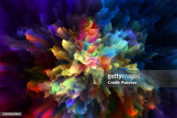 stockillustraties, clipart, cartoons en iconen met kleurrijke regenboog holi verf poeder explosie geïsoleerde zwarte achtergrond - colorful powder explosion