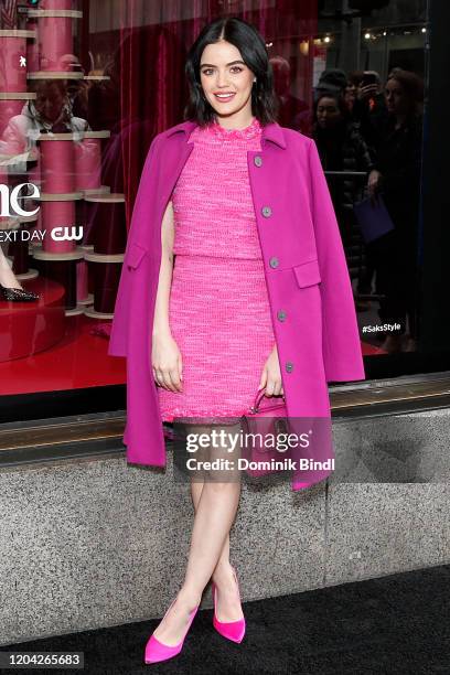 Lucy Hale celebrates Katy Keene windows at Saks Fifth Avenue on February 05, 2020 in New York City.