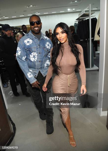 Kanye West and Kim Kardashian West celebrate the launch of SKIMS at Nordstrom NYC on February 05, 2020 in New York City.