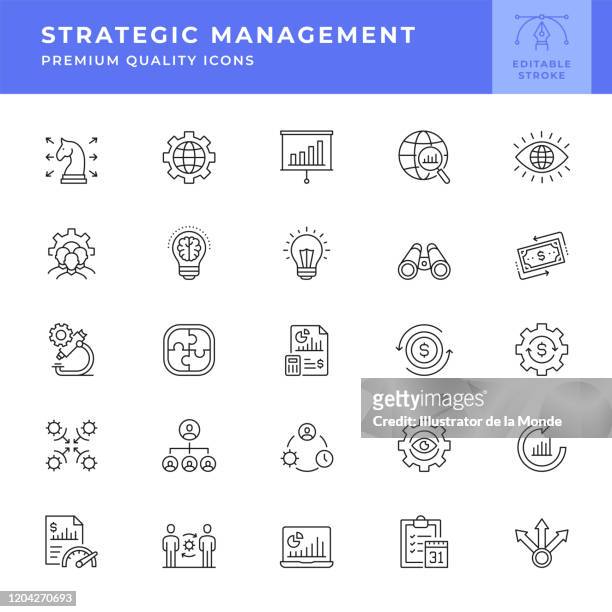 strategic management line icon serie - kundenbeziehungsmanagement stock-grafiken, -clipart, -cartoons und -symbole