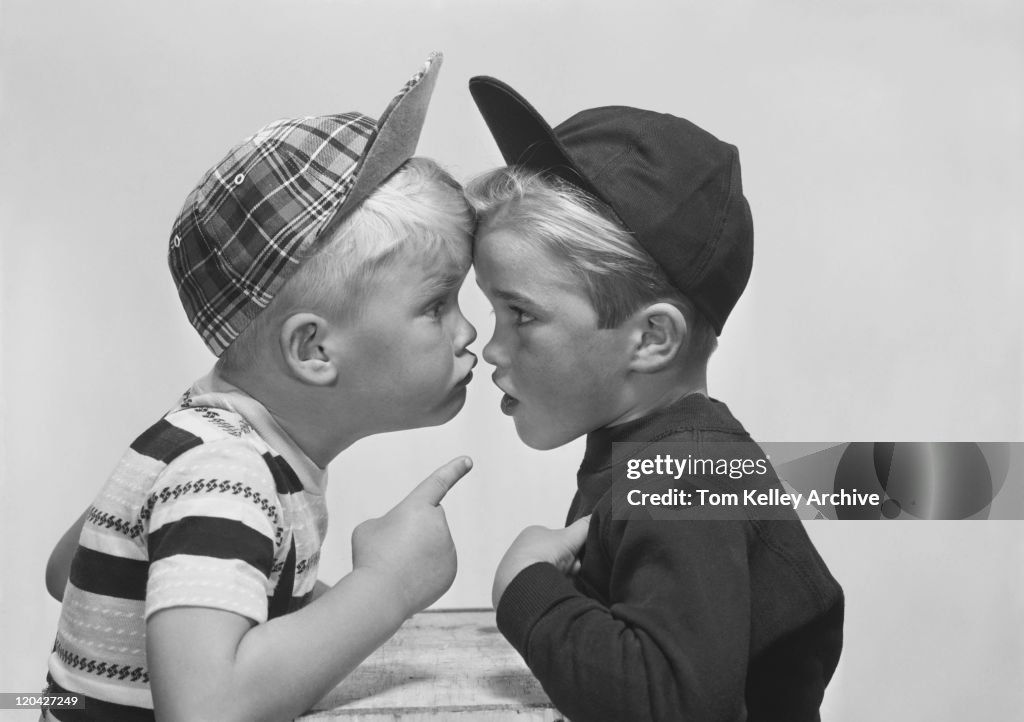 Two boy arguing, close-up