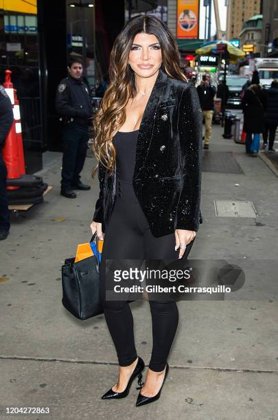 Teresa Giudice is seen arriving to 'Good Morning America' in Times Square on February 05, 2020 in New York City.