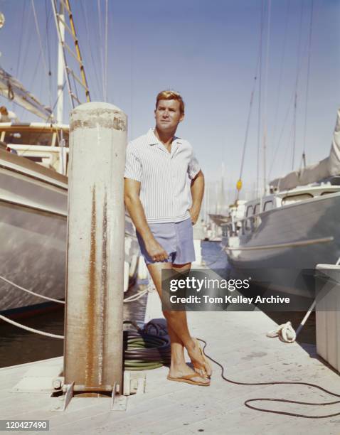 young man standing at harbour - 1963 bildbanksfoton och bilder