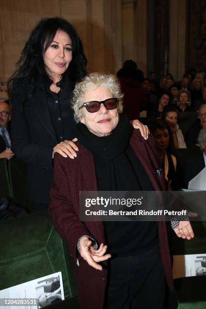Yamina Benguigui and Josee Dayan attend the Installation of Frederic Mitterrand at the "Academie des Beaux-Arts". Held at "Academie des Beaux-Arts"...