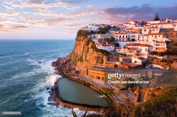 pool at azenhas do mar, sintra, portugal - azenhas do mar stock pictures, royalty-free photos & images