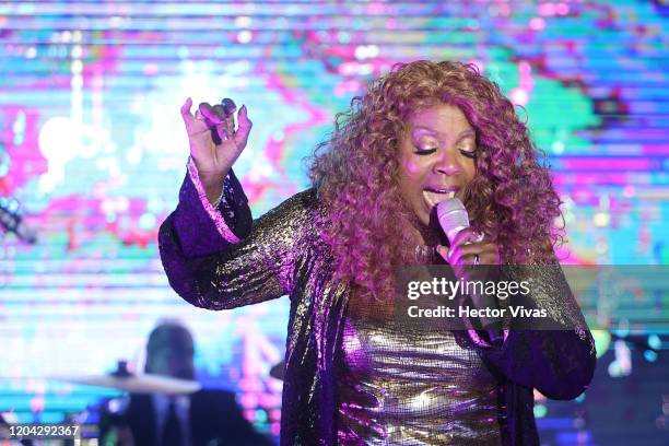 Gloria Gaynor performs during a show as part of the amfAR Gala Mexico City 2020 on February 04, 2020 in Mexico City, Mexico.