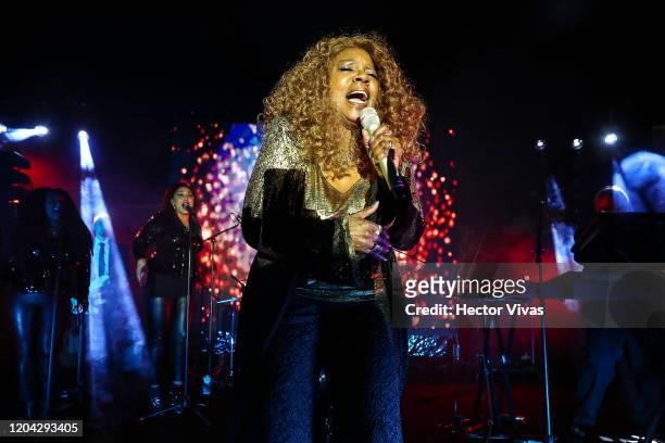 Gloria Gaynor performs during a show as part of the amfAR Gala Mexico City 2020 on February 04, 2020 in Mexico City, Mexico.