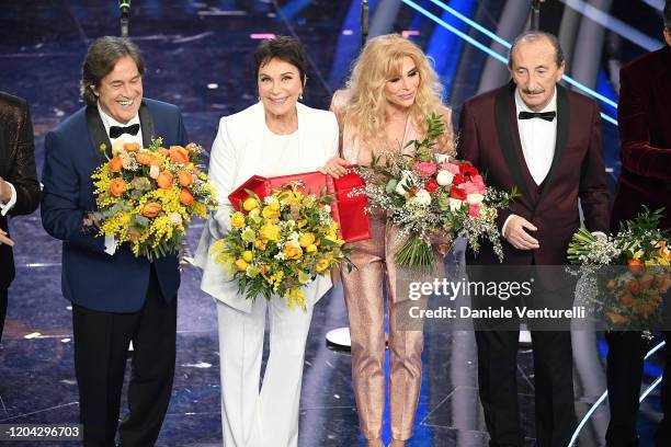 Angelo Sotgiu, Angela Brambati, Marina Occhiena and Franco Gatti aka I Ricchi e Poveri attend the 70° Festival di Sanremo at Teatro Ariston on...