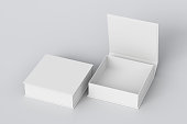 Blank flat square gift box with hinged flap lid