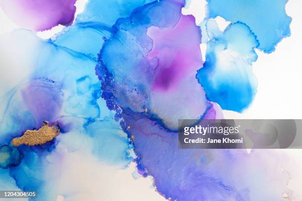 vivid abstract background made in modern alcohol ink technique - acrylic painting stock pictures, royalty-free photos & images