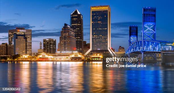 skyline, blue hour, jacksonville, florida, america - jacksonville stock pictures, royalty-free photos & images