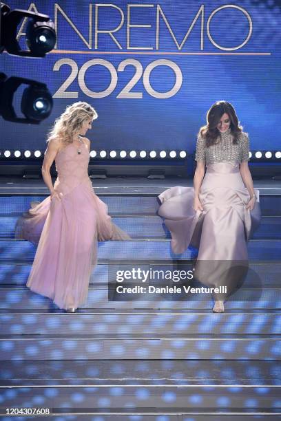 Laura Chimenti and Emma D'Aquino attend the 70° Festival di Sanremo at Teatro Ariston on February 05, 2020 in Sanremo, Italy.