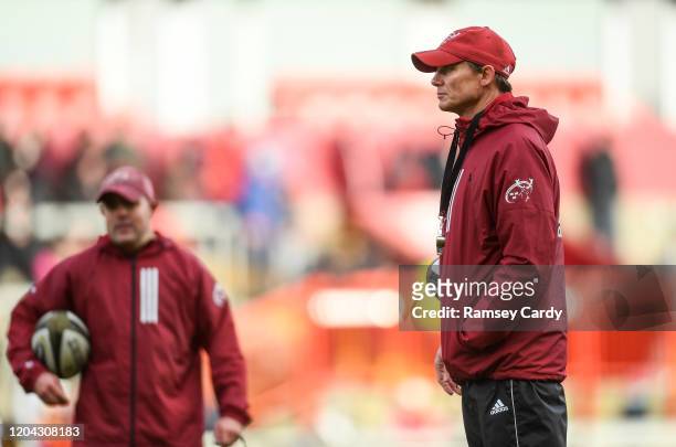 Limerick , Ireland - 29 February 2020; Munster senior coach Stephen Larkham prior to the Guinness PRO14 Round 13 match between Munster and Scarlets...