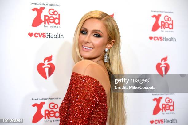 Paris Hilton attends The American Heart Association's Go Red for Women Red Dress Collection 2020 at Hammerstein Ballroom on February 05, 2020 in New...