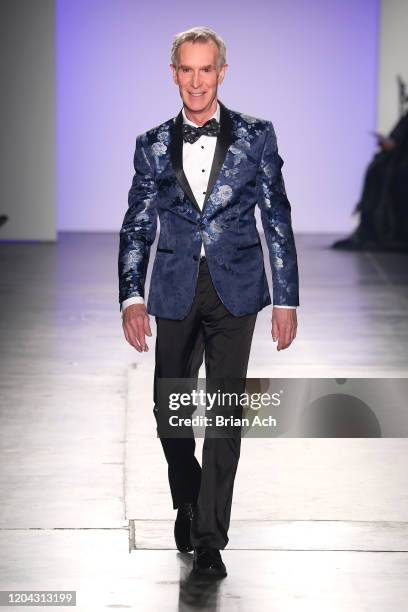 Bill Nye walks the runway at The Blue Jacket Fashion Show during NYFW at Pier 59 Studios on February 05, 2020 in New York City.