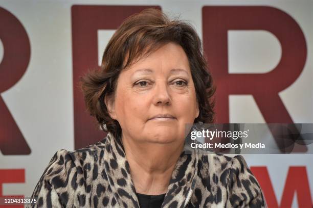 Estibaliz Uranga attends a press conference to present the show 'Celebrando El Mes Del Amor' at Auditorio Nacional on February 5, 2020 in Mexico...