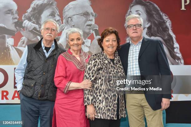 Carlos Zubiaga, Guadalupe Pineda, Amalia Uranga, Estibaliz Uranga and Iñaki Uranga of 'El Consorcio' original line up, pose for photo during a press...