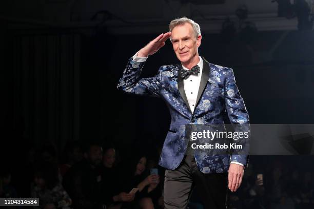 Bill Nye walks the runway at The Blue Jacket Fashion Show during NYFW at Pier 59 Studios on February 05, 2020 in New York City.