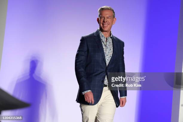 Elvis Duran walks the runway at The Blue Jacket Fashion Show during NYFW at Pier 59 Studios on February 05, 2020 in New York City.