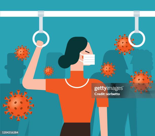 virus in the subway - businesswoman - coughing stock illustrations