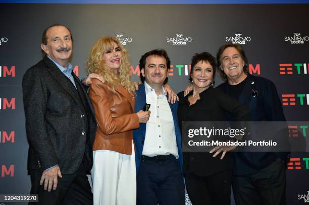 Ricchi e poveri and the manager Danilo Mancuso at the Press Conference of the 70 Sanremo Music Festival. Sanremo , February, 5th, 2020