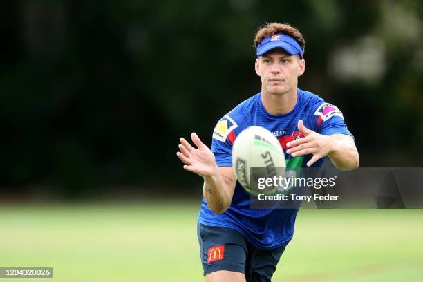 Kalyn Ponga of the Knights during a Newcastle Knights NRL training session at Newcastle on February 06, 2020 in Newcastle, Australia.