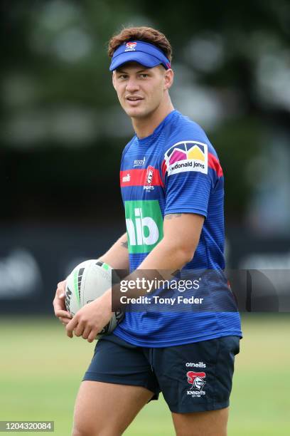 Kalyn Ponga of the Knights during a Newcastle Knights NRL training session at Newcastle on February 06, 2020 in Newcastle, Australia.