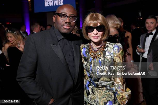 Edward Enninful and Anna Wintour attend the 2020 amfAR New York Gala at Cipriani Wall Street on February 05, 2020 in New York City.