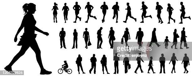 vector people silhouettes - plain background stock illustrations