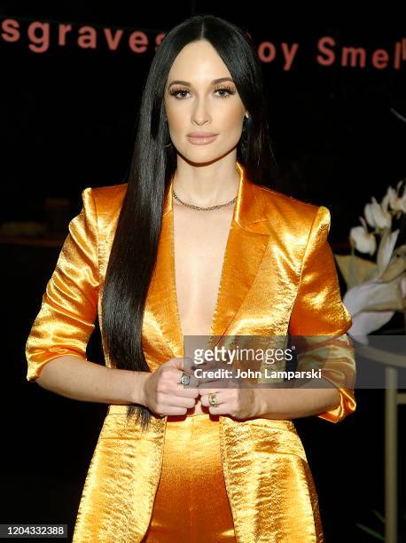 Kacey Musgraves attends Kacey Musgraves and Boy Smells launch "Slow Burn" Collaboration at Public Hotel on February 05, 2020 in New York City.