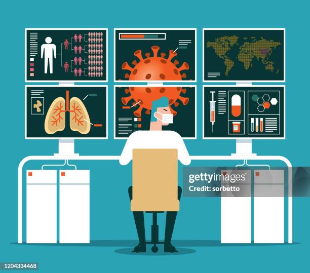 ilustraciones, imágenes clip art, dibujos animados e iconos de stock de laboratorio - análisis - microbiologist