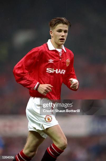 David Beckham of Manchester United Youth in action during a match. \ Mandatory Credit: Shaun Botterill/Allsport