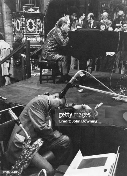 Duke Ellington and his Orchestra during a rehearsal at Westminster Abbey, London, on United Nations Day, 24th October 1973.