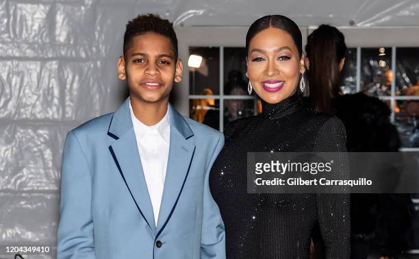 Kiyan Carmelo Anthony and La La Anthony are seen arriving to the 2020 amfAR New York Gala at Cipriani Wall Street on February 05, 2020 in New York...