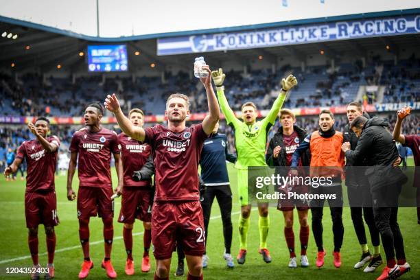 Team of Brugge celebrates the victory after the Jupiler Pro League match between KRC Genk and Club Brugge KV on March 01, 2020 in Genk, Belgium,