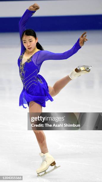 Rika Kihira of Japan in action during the official practice ahead of the ISU Four Continents Figure Skating Championships at Mokdong Ice Rink on...