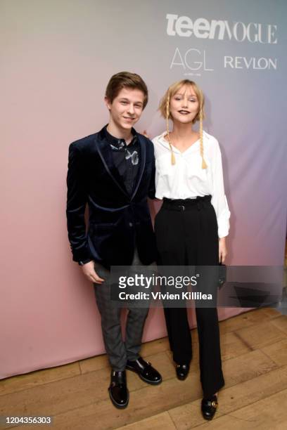 Graham Verchere and Grace VanderWaal attend Teen Vogue Celebrates Young Hollywood 2020 at San Vicente Bungalows on February 05, 2020 in West...