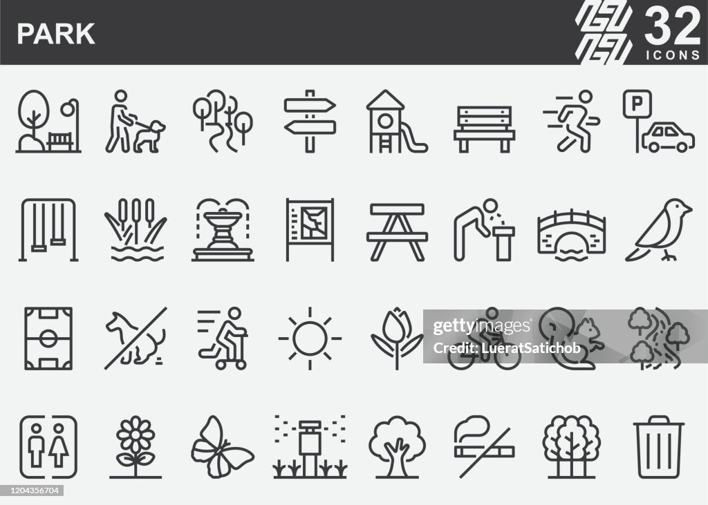 Ícones da linha de parque