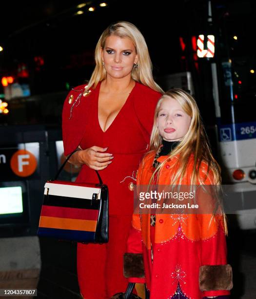 Jessica Simpson takes her daughter Maxwell out to dinner on February 05, 2020 in New York City.