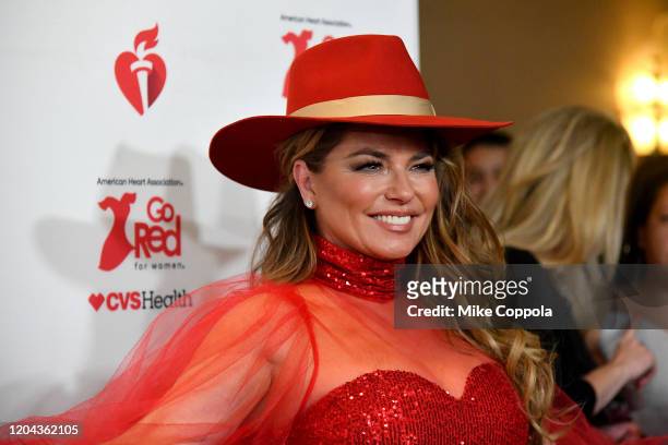Shania Twain attends the American Heart Association's Go Red for Women Red Dress Collection 2020 at Hammerstein Ballroom on February 05, 2020 in New...
